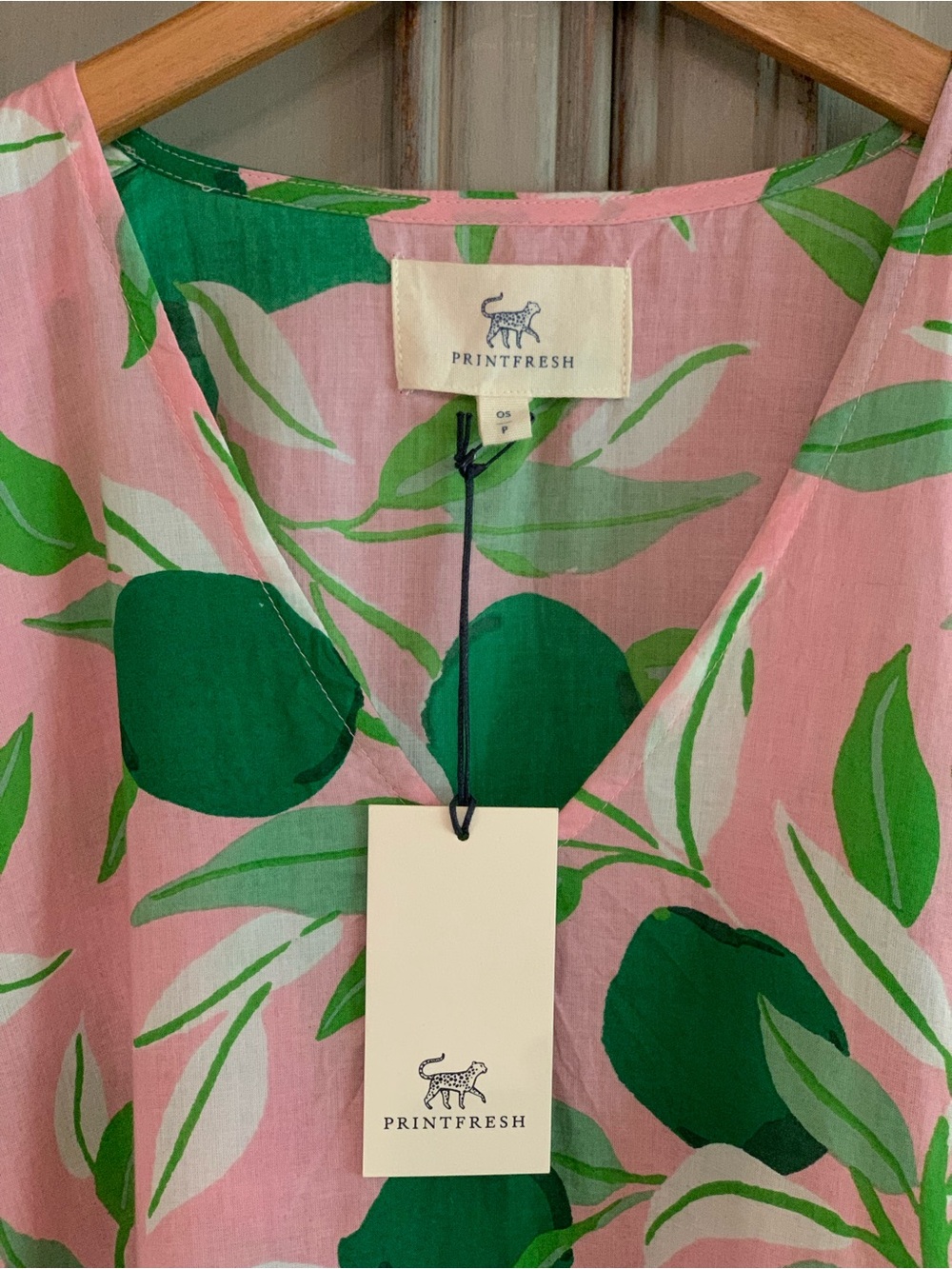 Print Fresh Lime Zest Organic Cotton Caftan OS P - Picture 6 of 15